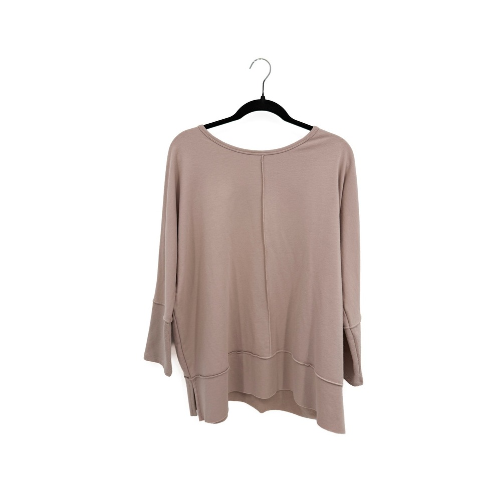 Spanx Tunic Women L Taupe AirEssentials Long Sleeve Back Seam Pullover 50171R